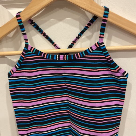 Ivivva Black & Pastel Striped Spaghetti Strap Tank Top - Picture 2 of 5